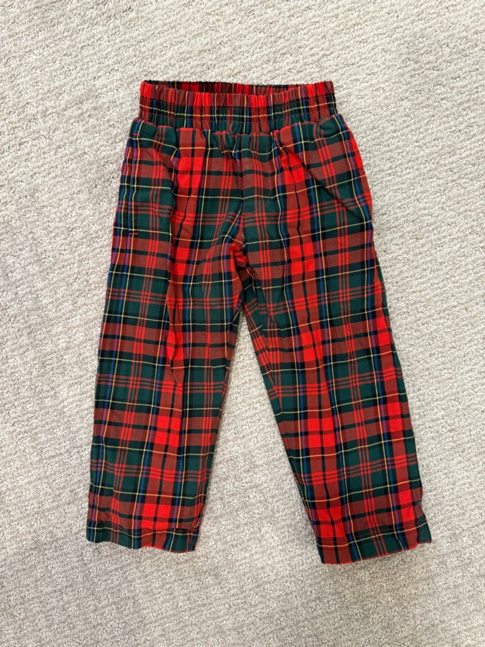 The Beaufort Bonnet Company Sheffield Pant Red Tartan Plaid Navy Stork 3T EUC